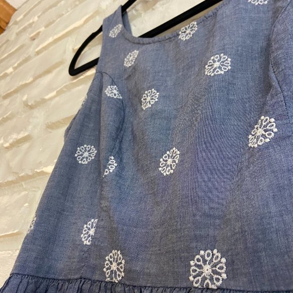 3/$15 Embroidered Linen Dress with Key-hole Back - Picture 4 of 9